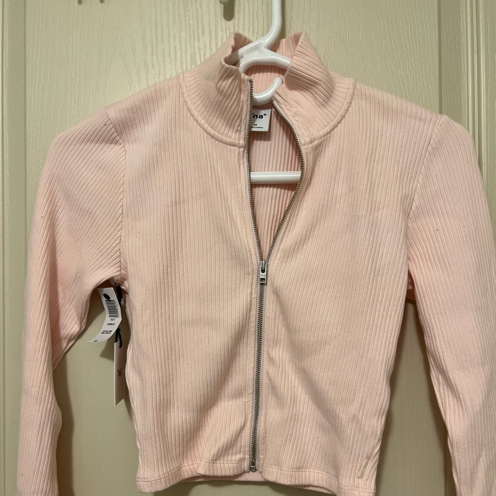 TNA ribbed cropped zip up